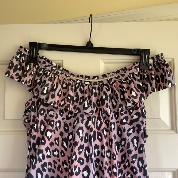 G.I.L.I. Convertible Ruffle Top One-Piece Swimsuit Pink Leopard SZ 12 NWOT - Picture 6 of 16